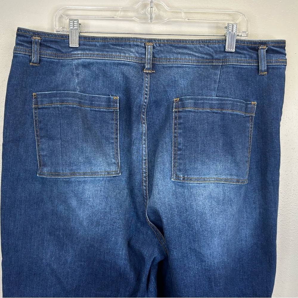 Oat New York Dark Blue Wide Leg Womens 16W Jeans High Rise Frayed Hem 2X 3X Plus - Picture 10 of 11